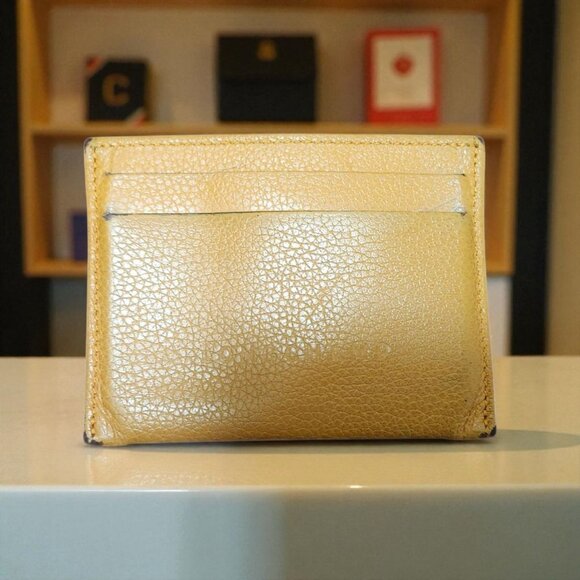 Longchamp Yellow Leather Card Holder Slim Minimalist Wallet Authentic Longchamp - Picture 8 of 8